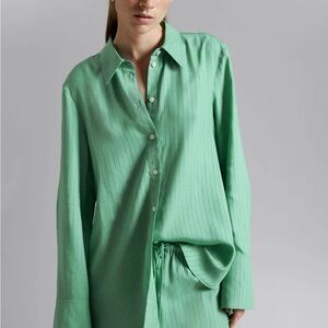 & Other Stories Mint Green Striped Shirt